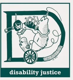 Disability Justice, drawing by ET Russian for the collaborative  project, Radicalphabet